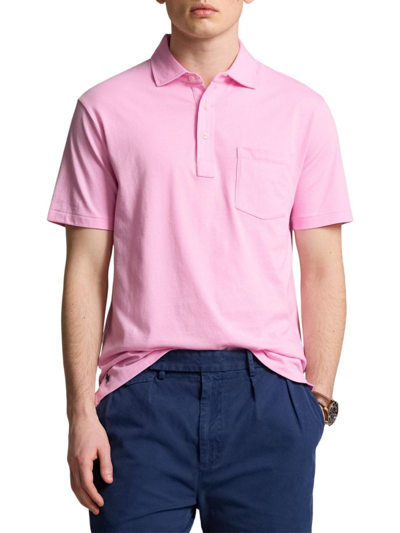 Polo Ralph Lauren Standard Fit Striped Lisle Polo Shirt In Carmel Pink