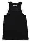 Mm6 Maison Margiela Sleeveless Ribbed Cotton Logo Dress In Black