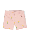Stella Mccartney Sunflower Print Denim Shorts In Em Pink Embroidery