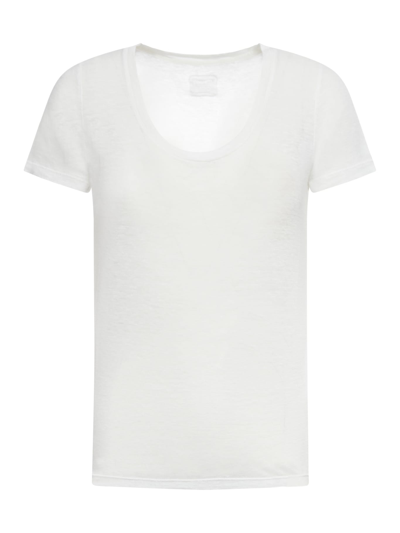 120% Lino Short Sleeve Women Tshirt In R White Solid