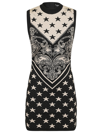 Balmain Star-patterned Knit Dress With Elegant Heart Design And Sleeveless Silhouette In Gfe Ivoire Noir