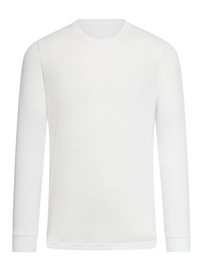 120% Lino Long Sleeve Men Tshirt In R White Solid