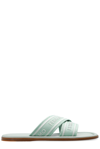 Ferragamo Laurene Logo Cotton Flat Sandals In Green