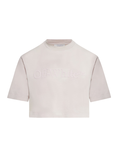 Alexander Mcqueen Off-white Laundry Cropped Tee Tshirt In Pink & Purple