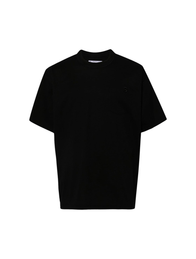 Sacai S Cotton Jersey T-shirt In Black