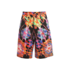 Dolce & Gabbana Multicolor Bermuda Shorts With All-over Hawaiian Print And Drawstrig In Silk Man In Black
