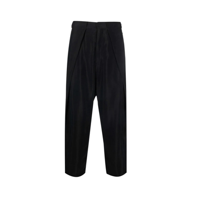 Balmain Draped Straight-leg Cropped Trousers In Black