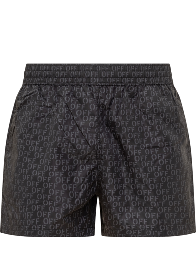 Off-white Monogram Off Boxer Swimshorts In Black