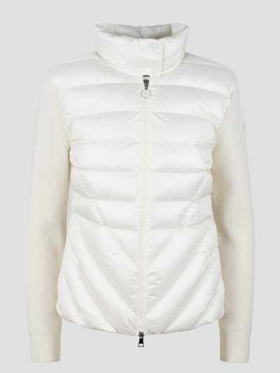 Moncler Zip Up Padded Cardigan In White