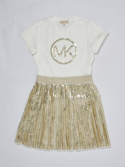Michael Kors Kids' Dress Dress In Bianco-oro