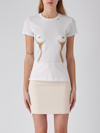 Elisabetta Franchi Rhinestone-embellished Cotton T-shirt In Gesso-nudo