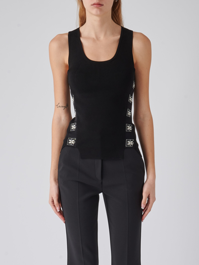 Elisabetta Franchi Viscose Tank Top In Nero