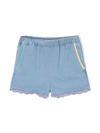 Stella Mccartney Kids Girls Blue Cotton Chambray Shorts In Blu