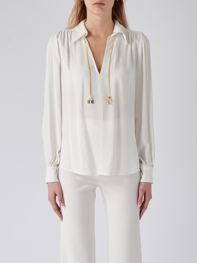 Elisabetta Franchi Viscose Georgette Shirt With Pendants In 193burro