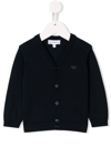 Emporio Armani Blue Cotton Cardigan In Blu