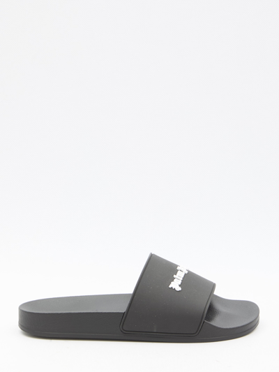 Palm Angels Monogram Rubber Slide Sandals In Black
