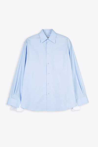 Mm6 Maison Margiela Wide-sleeved Poplin Shirt In Blue