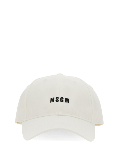 Msgm Baseball Cap In Bianco