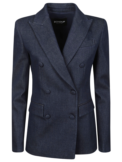 Dondup Double-breasted Fitted Blazer In Blue