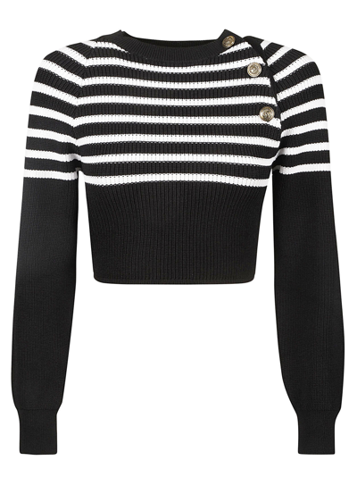 Philosophy Di Lorenzo Serafini Ribbed Cropped Sweater In Black/white