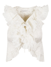Philosophy Di Lorenzo Serafini Floral-jacquard Ruffled Blouse In White