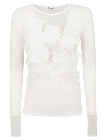 Dondup Floral See-through Shirt In White