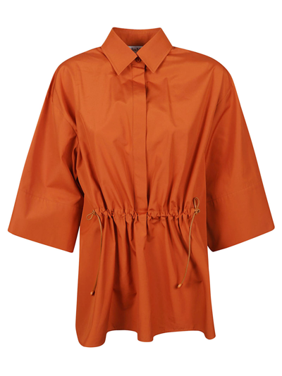 Max Mara Loose-fitting Cotton Poplin Shirt In Brown