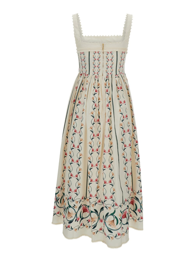 Agua By Agua Bendita + Net Sustain Barbara Rocio Embellished Floral-print Cotton-poplin Midi Dress In Multicolor