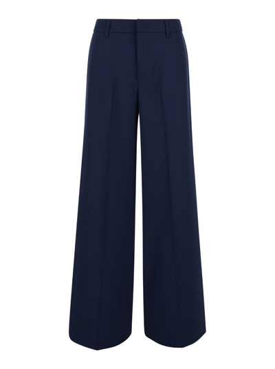 Pt01 Lorenza Half Elasticatd Belt Pants In Blu