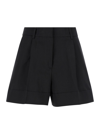 PT01 BLACK HIGH WAISTED DELIA SHORTS IN COTTON & LINEN BLEND WOMAN