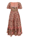 AGUA BY AGUA BENDITA LONG PINK ALGA PACIFICO DRESS WITH FLORAL PRINT ALL-OVER IN COTTON WOMAN