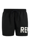 Represent Black Swim Shorts With Elastic Drawstring Waist And Logo Lettering Print In Tech Fabric Man In Black