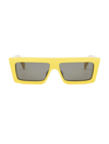 Celine Men's 57mm Flat-top Rectangular Sunglasses In Shiny Yellow Smoke