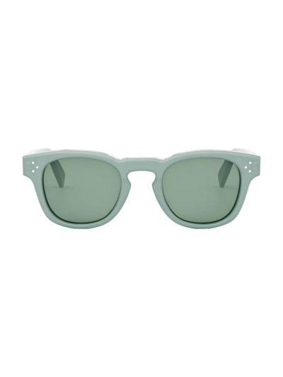 Celine Men's Bold Three Dots 49mm Geometric Sunglasses In Sea Green Light Green
