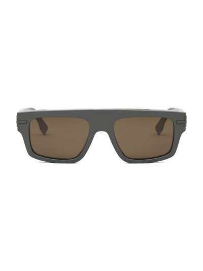 Fendi Men's Graphy 54mm Geometric Sunglasses In Grey Brown