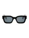 Fendi Men's Signature 50mm Rectangular Sunglasses In Black/blue Solid