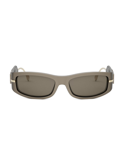 Fendi Men's Graphy 57mm Oval Sunglasses In Green