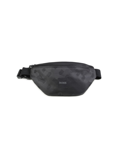 Hugo Boss Kids' Logo Print Nylon Belt Bag In Black