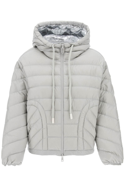 Moncler Delfo Hooded Puffer Jacket In Gray