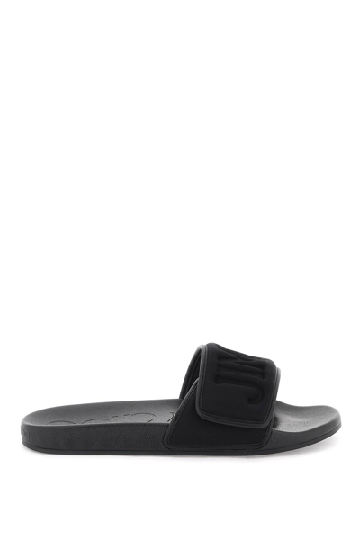 Jimmy Choo Logo Slides For Stylish And Comfortable Footwear In Black