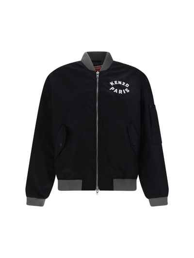 Kenzo Lucky Tiger Embroidered Nylon Bomber Jacket In Black