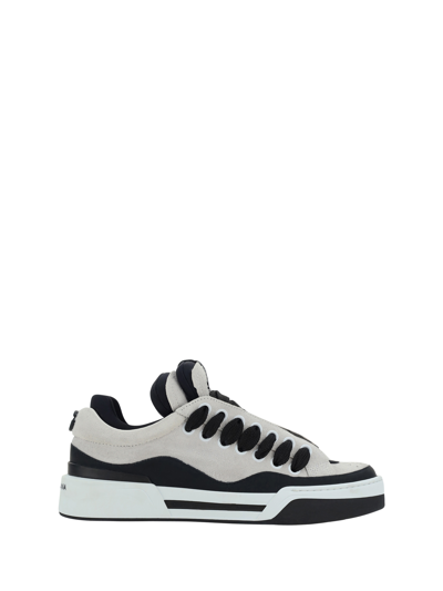 Dolce & Gabbana Dual-tone Suede And Rubber Roma Sneakers In Multicoloured