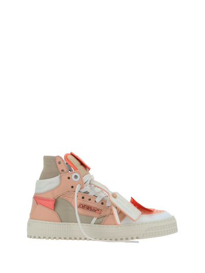 Off-white Canvas And Leather Sneakers With Iconic Zip Tie In Pink White