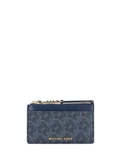 Michael Kors Card Holder In Admrl/plblue