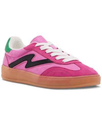 Madden Girl Giia Lace-up Low-top Sneakers In Bright Pink Multi