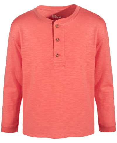 Epic Threads Kids' Toddler And Little Boys Solid Henley Shirt, Created For Macy's In Coral Salmon