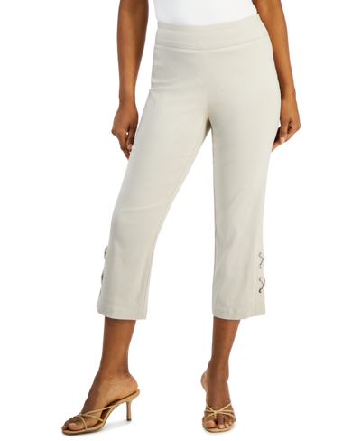 Jm Collection Plus Size Side Lace-up Capri Pants, Created For Macy's In Stonewall