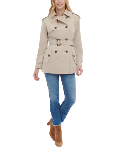 London Fog Women's Double-breasted Belted Trench Coat In Stone