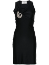 Coperni Emoji Embellished Jersey Minidress In Black