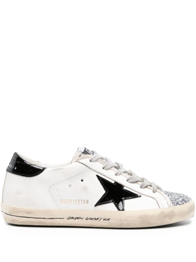 Golden Goose Super-star Glitter-embellished Sneakers In White